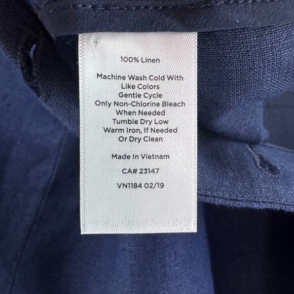 Talbots Pants Womens 8 Blue Linen High Rise Wide Leg Nautical Beach Preppy Sail - Picture 14 of 14